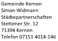 Anschrift Gemeinde H Widmann